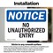 Signmission No Unauthorized Entry OSHA Notice Sign, Vinyl Decal, 10in W x 7in L, 2PK OS-2PACK-NS-D-710-L-15021 - alternate 5